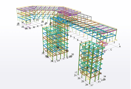 Tekla model of the steel frame